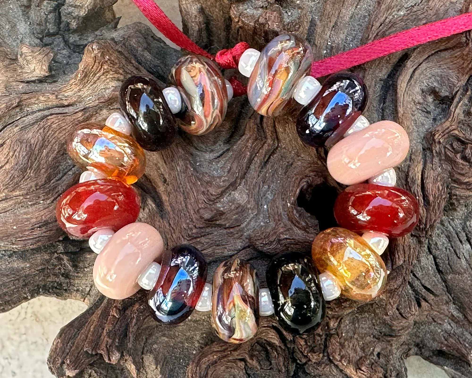 13 Sunset Embers Lampwork Focal Bead SRA