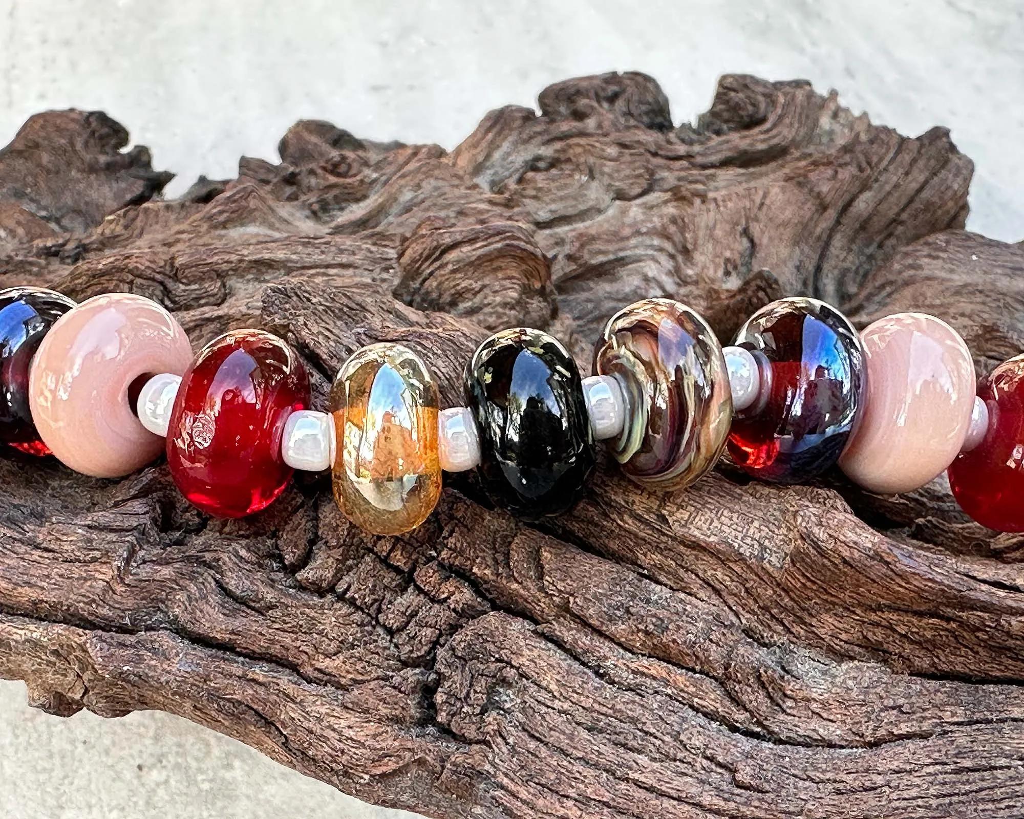 13 Sunset Embers Lampwork Focal Bead SRA