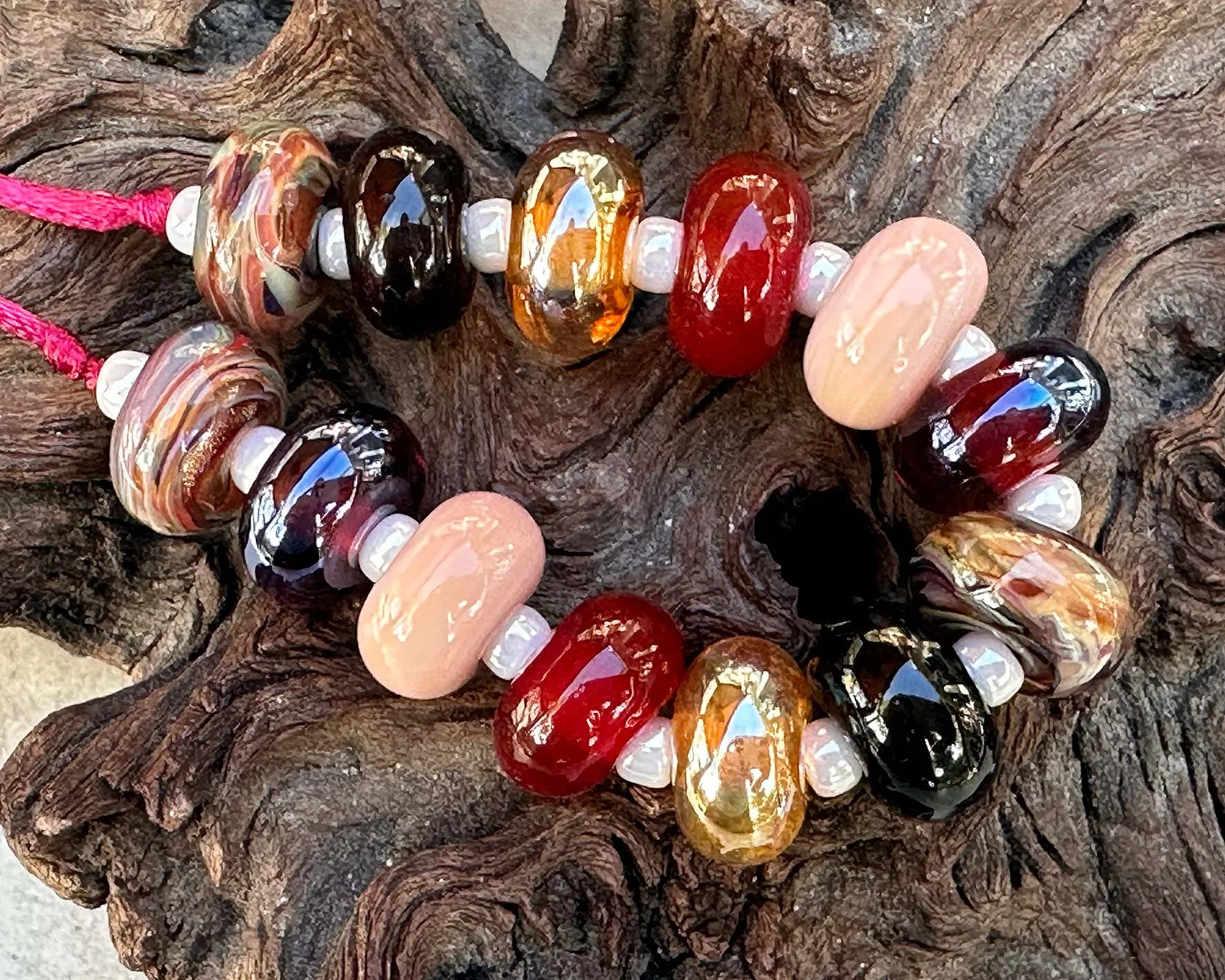 13 Sunset Embers Lampwork Focal Bead SRA