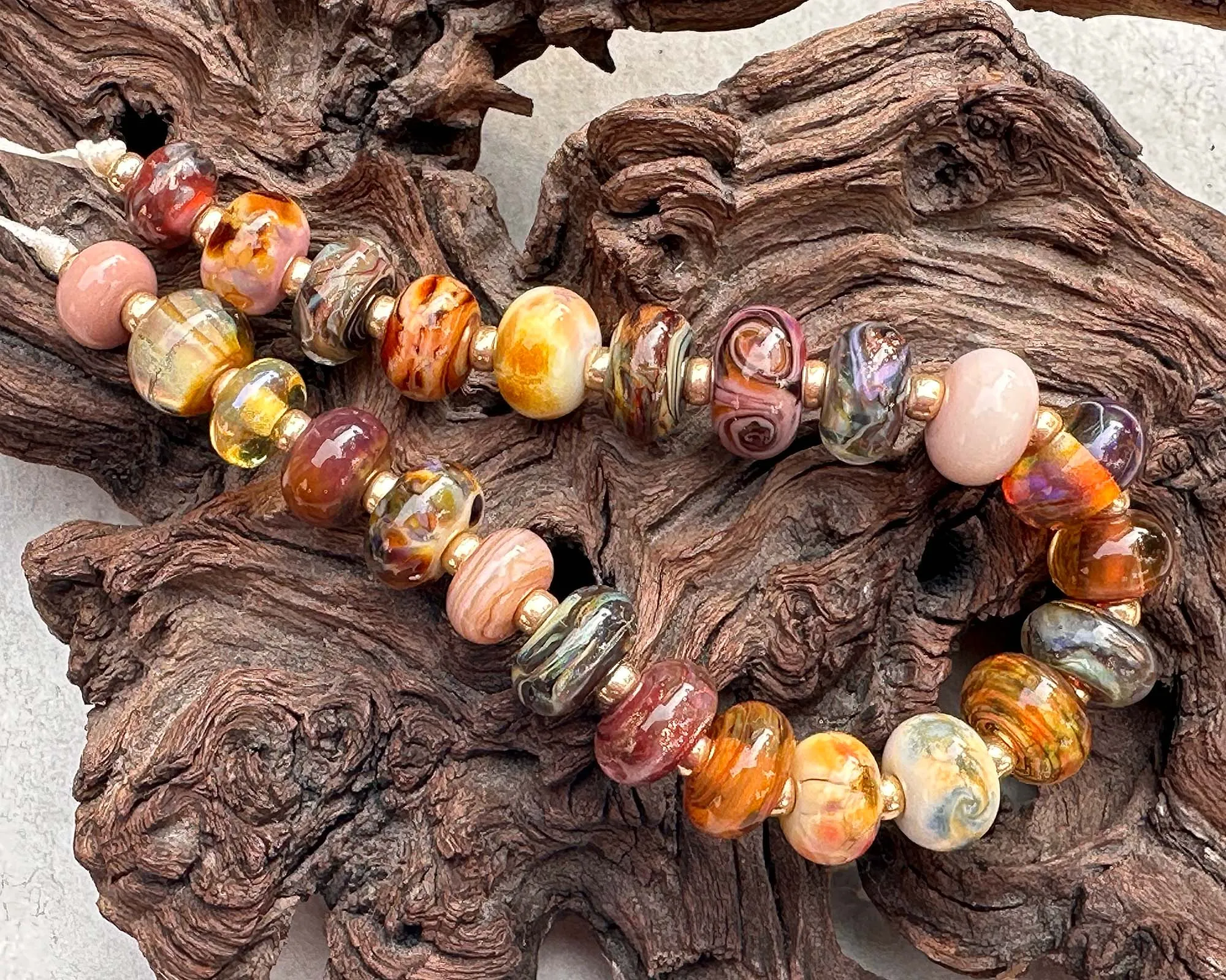 24 Brown Orphans Lampwork Beads Set SRA