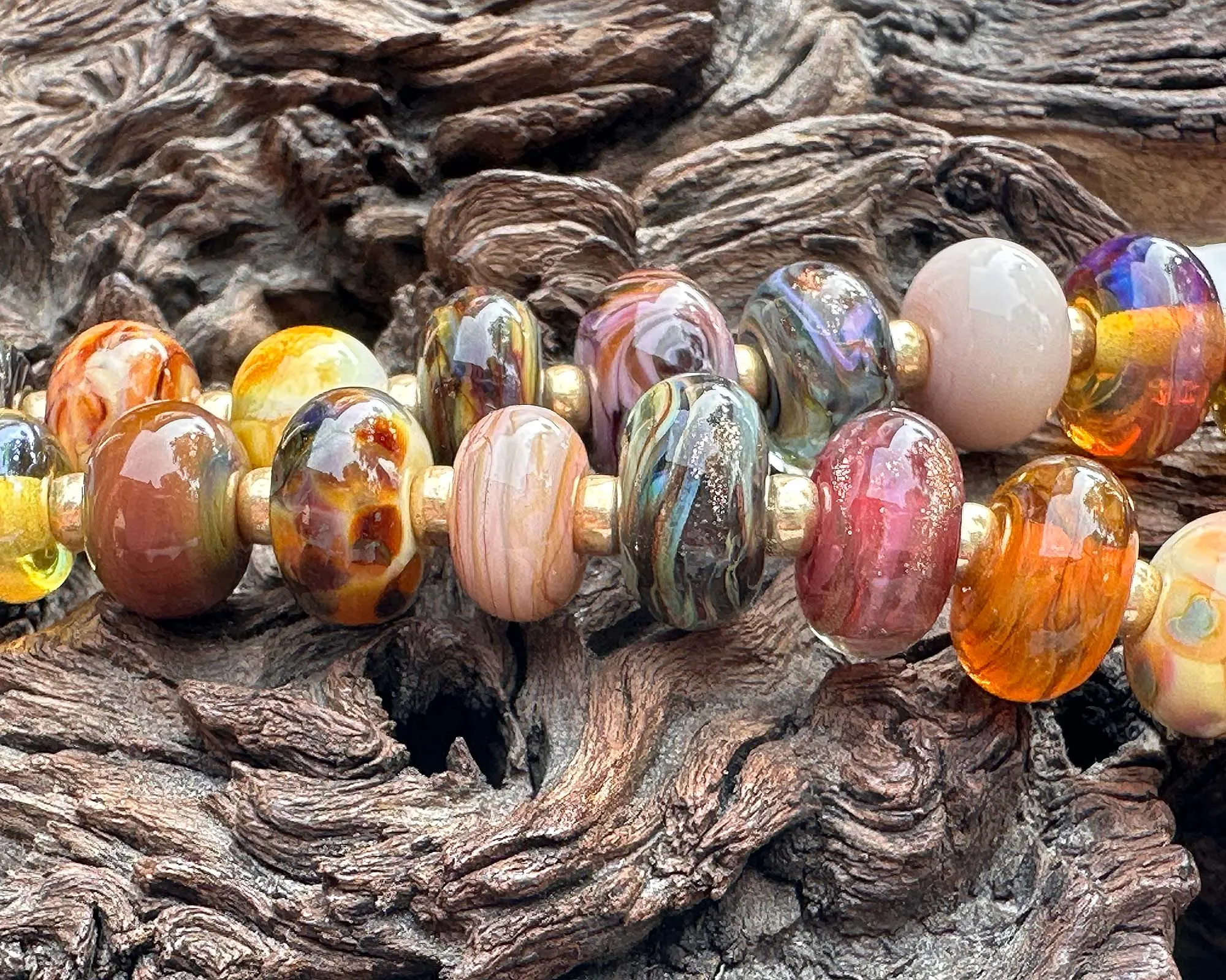 24 Brown Orphans Lampwork Beads Set SRA