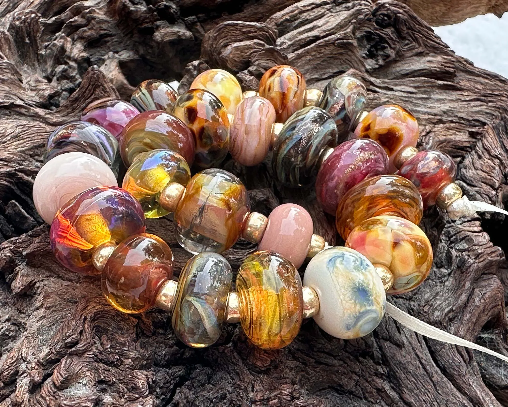 24 Brown Orphans Lampwork Beads Set SRA