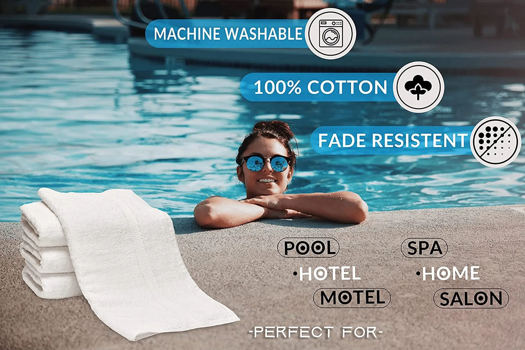 24 Pack Luxury 5 Star Hotel Premium Bath Towels Plush Heavy Weight  (27"x54") 17 lb/dz, Machine Washable super Soft