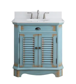 32” Benton Collection Fairfield Rustic Blue Bathroom Sink Vanity 47884BU