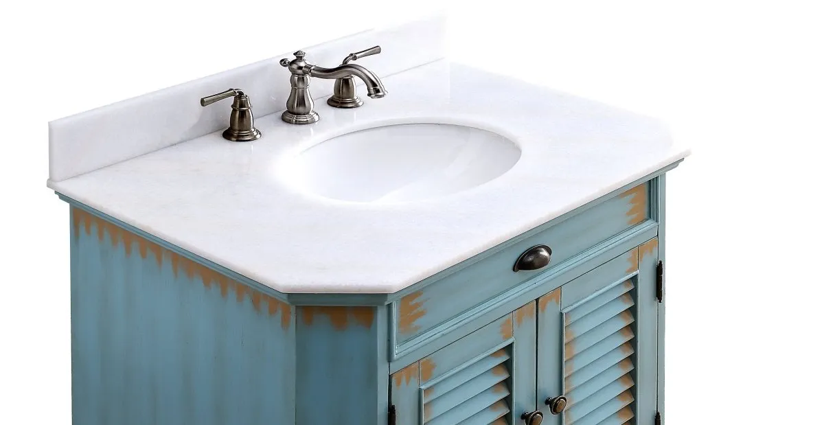32” Benton Collection Fairfield Rustic Blue Bathroom Sink Vanity 47884BU