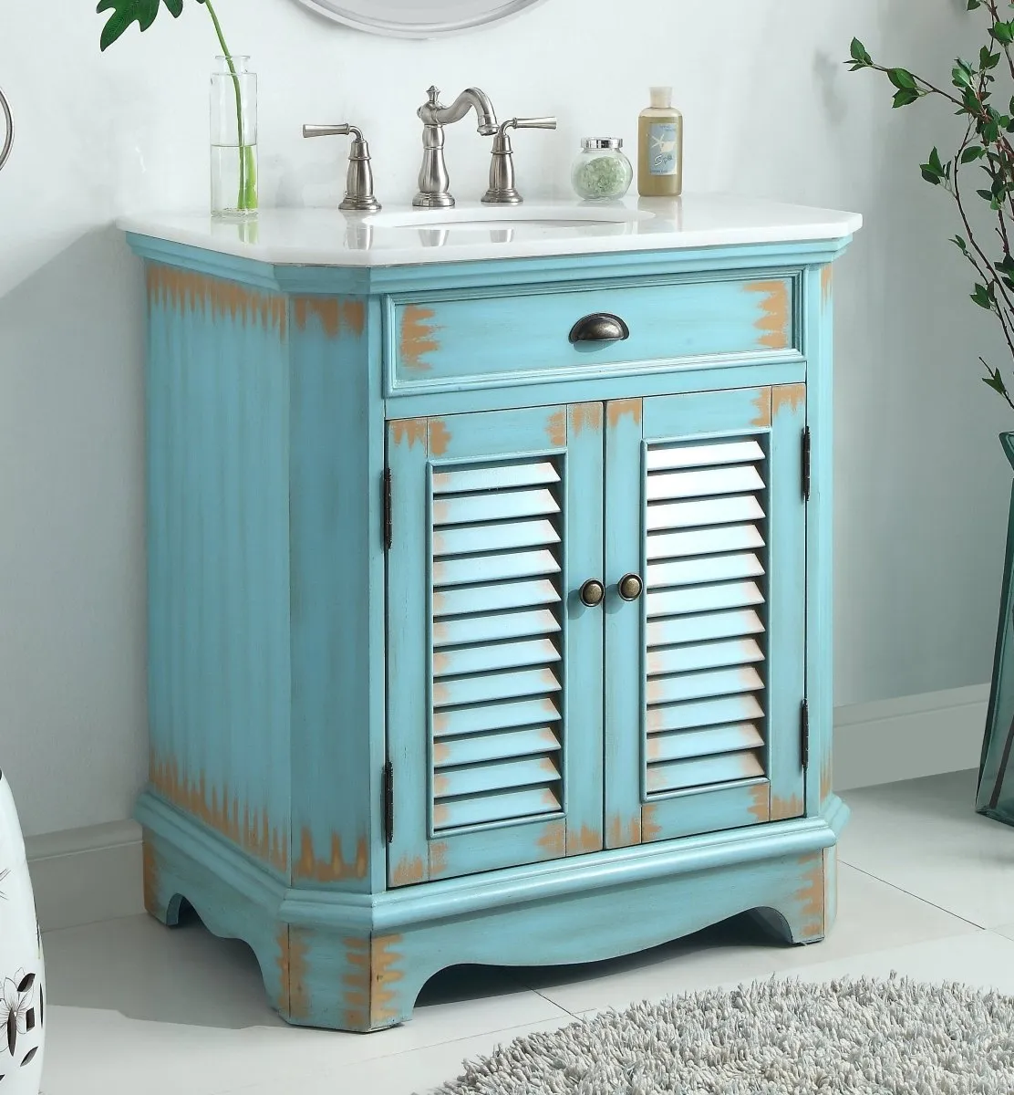 32” Benton Collection Fairfield Rustic Blue Bathroom Sink Vanity 47884BU