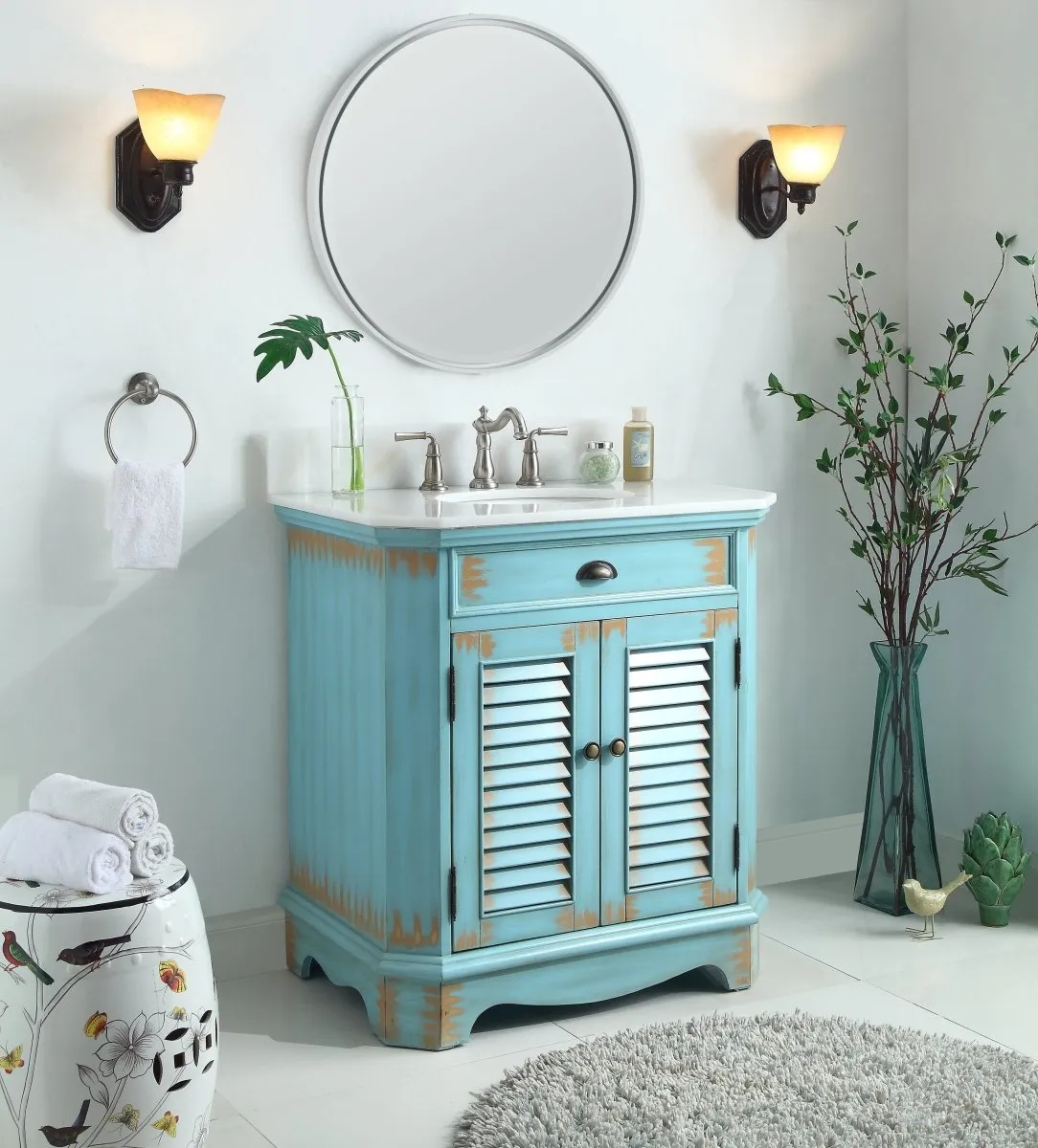32” Benton Collection Fairfield Rustic Blue Bathroom Sink Vanity 47884BU