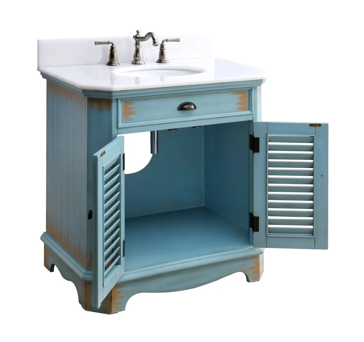 32” Benton Collection Fairfield Rustic Blue Bathroom Sink Vanity 47884BU