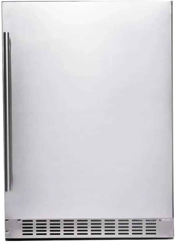 Azure A224RS 24 Inch Built-In Compact Refrigerator with 5.6 cu. ft. Capacity, Automatic-Defrost, Dual Sensor Temperature Control, Glass Shelving, Digital Control, Blue LED Lighting, Door Alarm, and 39 dBA Decibel Rating