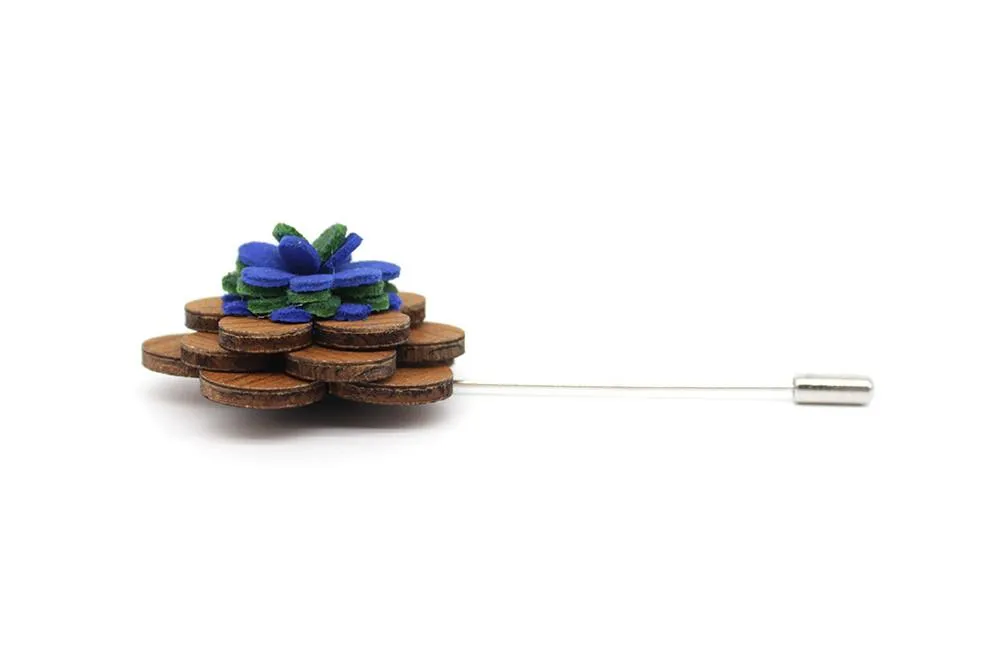 Blue Green Wooden Lapel Pin