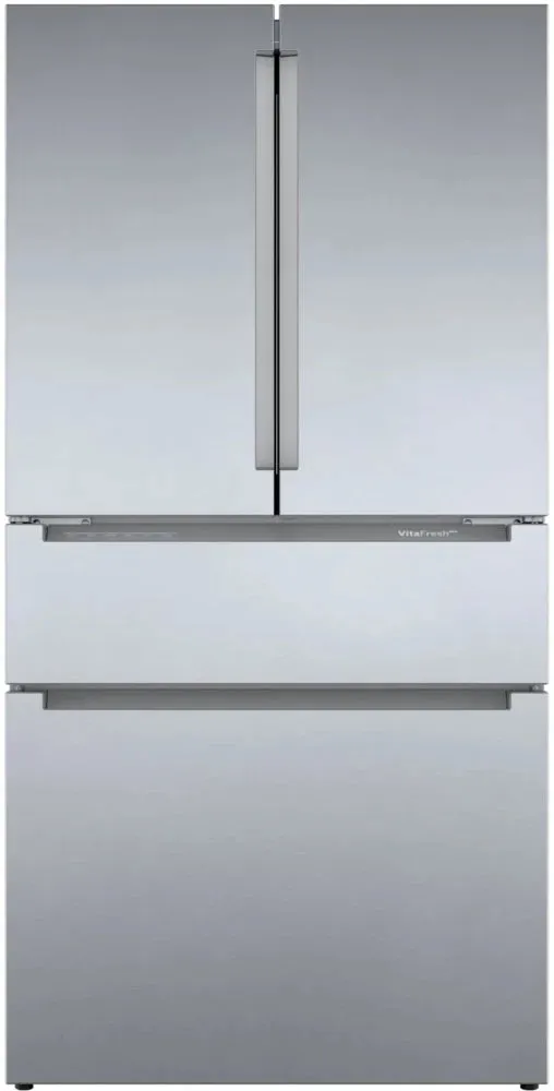 Bosch 800 Series B36CL80ENS 36 Inch Counter Depth French Door Smart Refrigerator with 20.5 Cu. Ft. Capacity, Home Connect, Dual Freezer Drawers, Ice Maker, Touch Control Panel, and Humidity-Controlled Drawers: Integrated Recessed Handle