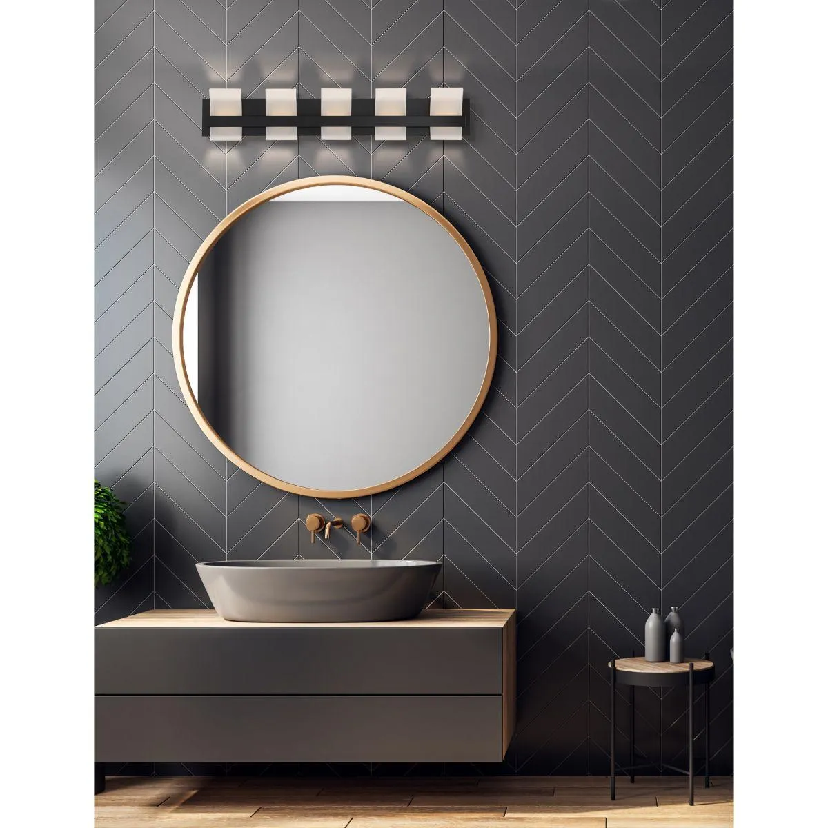 Cambridge 36 In. 5 Lights LED Vanity Light Black Finish