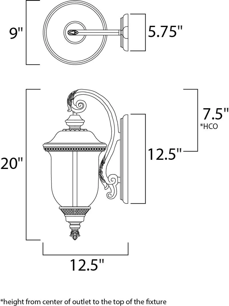 Carriage House DC 9" 2 Light Outdoor Wall Mount in Oriental Bronze with 5.75" Backplate