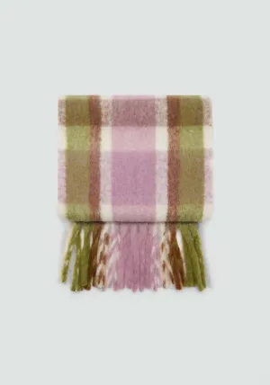 Check scarf with fringed ends - Green