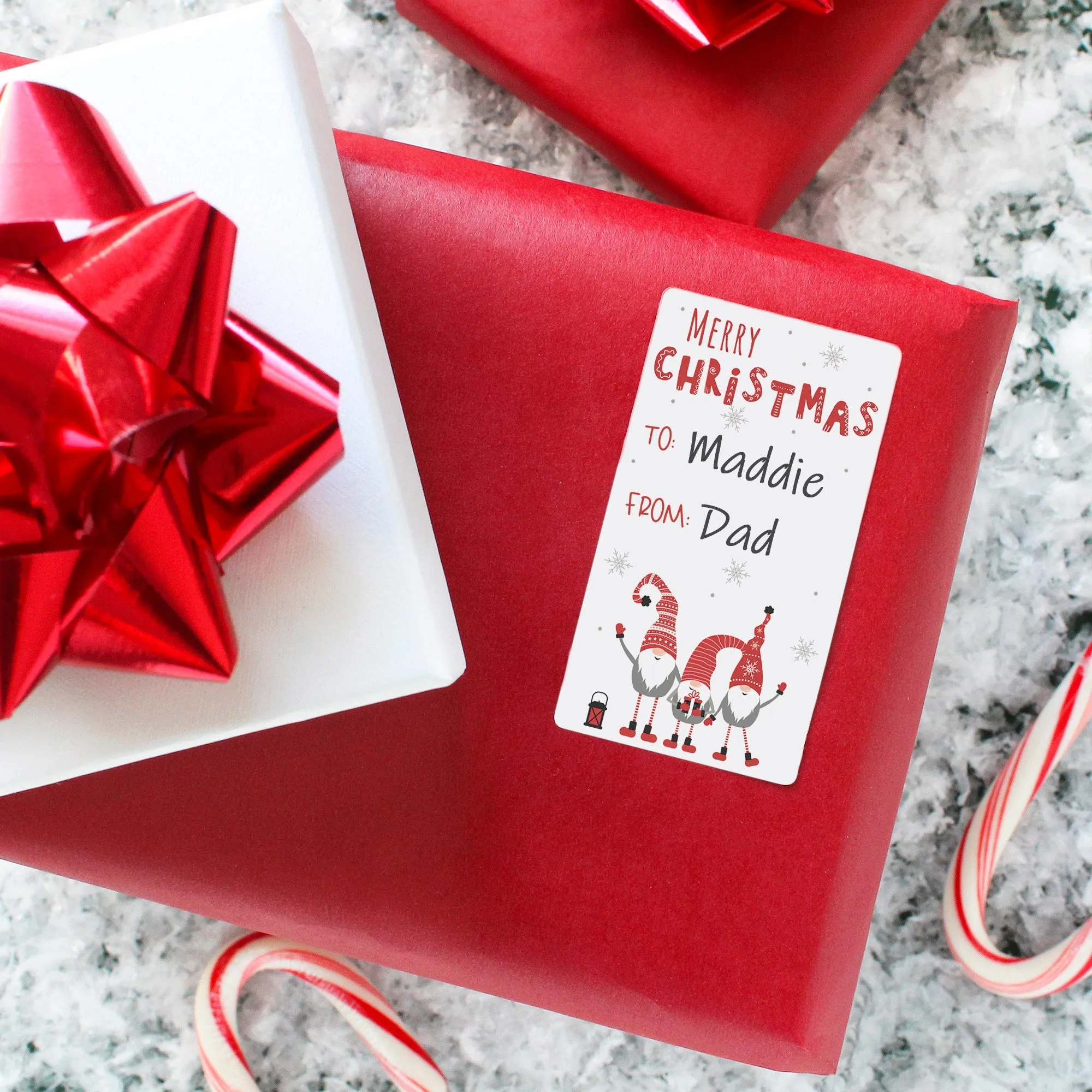 Christmas Gift Tag Stickers: Whimsical Gnome Holiday - 75 Stickers
