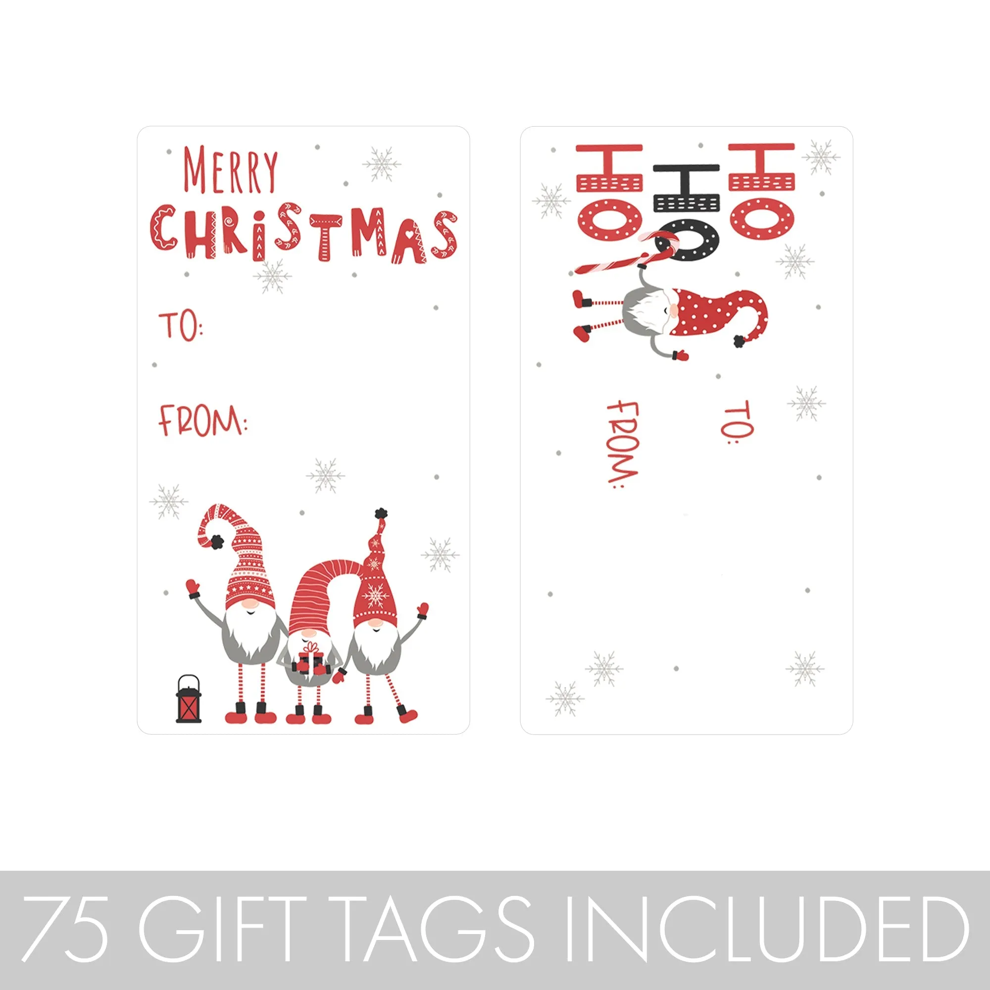 Christmas Gift Tag Stickers: Whimsical Gnome Holiday - 75 Stickers