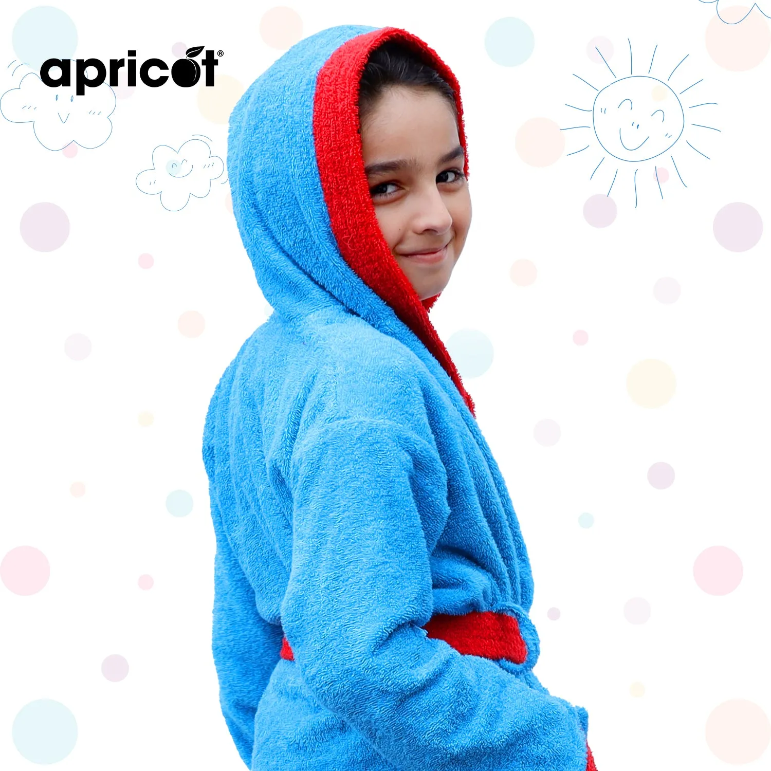 Cotton Kid's Bathrobe-Blue Over Red