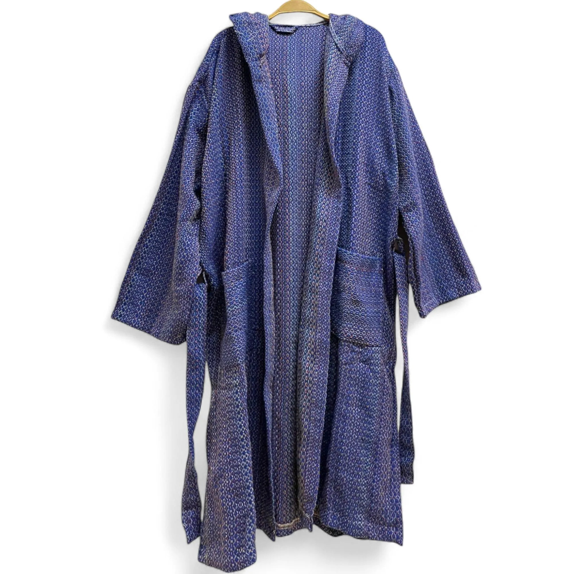 Diamond Design Turkish Towel Pestemal Bathrobe - Hooded & Unisex