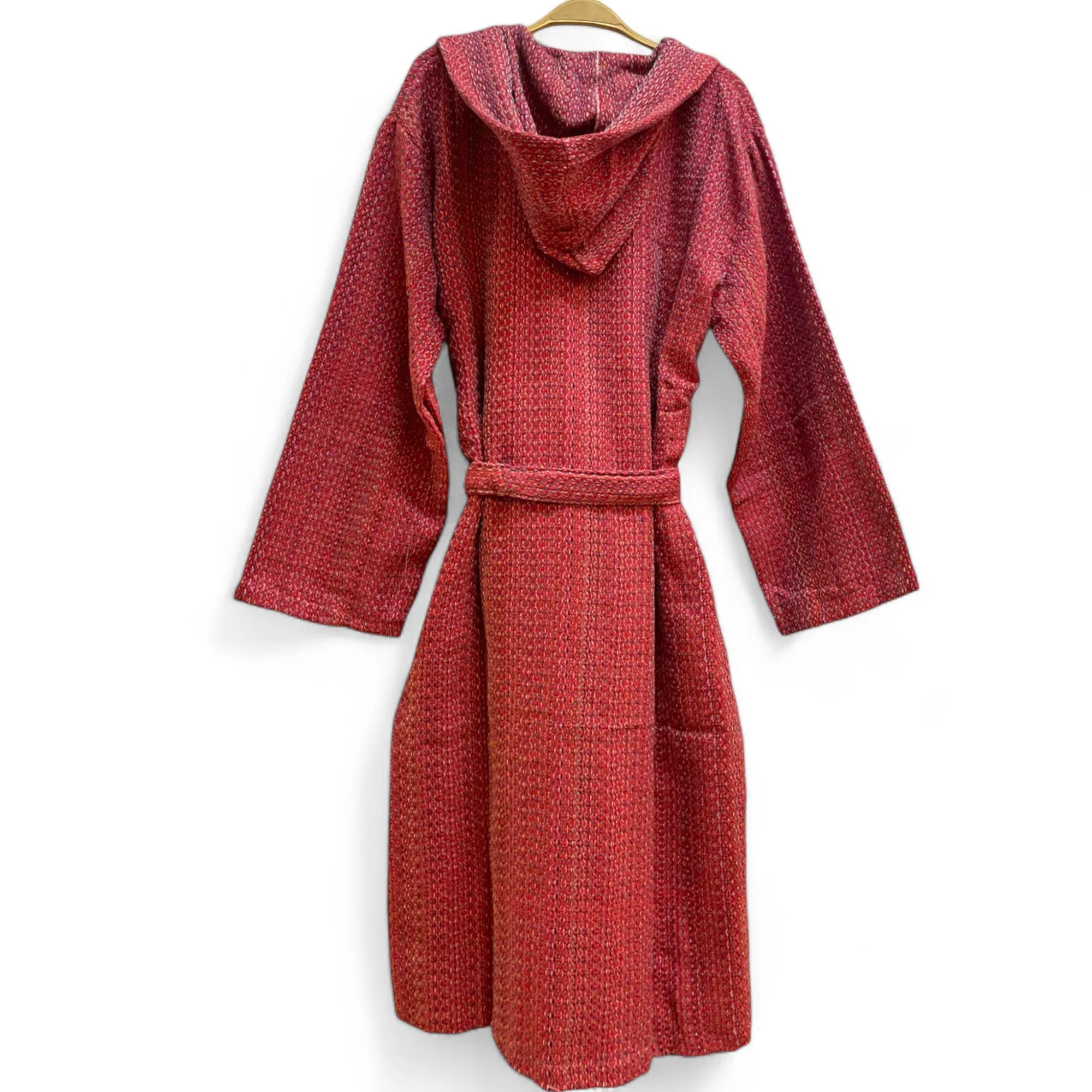 Diamond Design Turkish Towel Pestemal Bathrobe - Hooded & Unisex