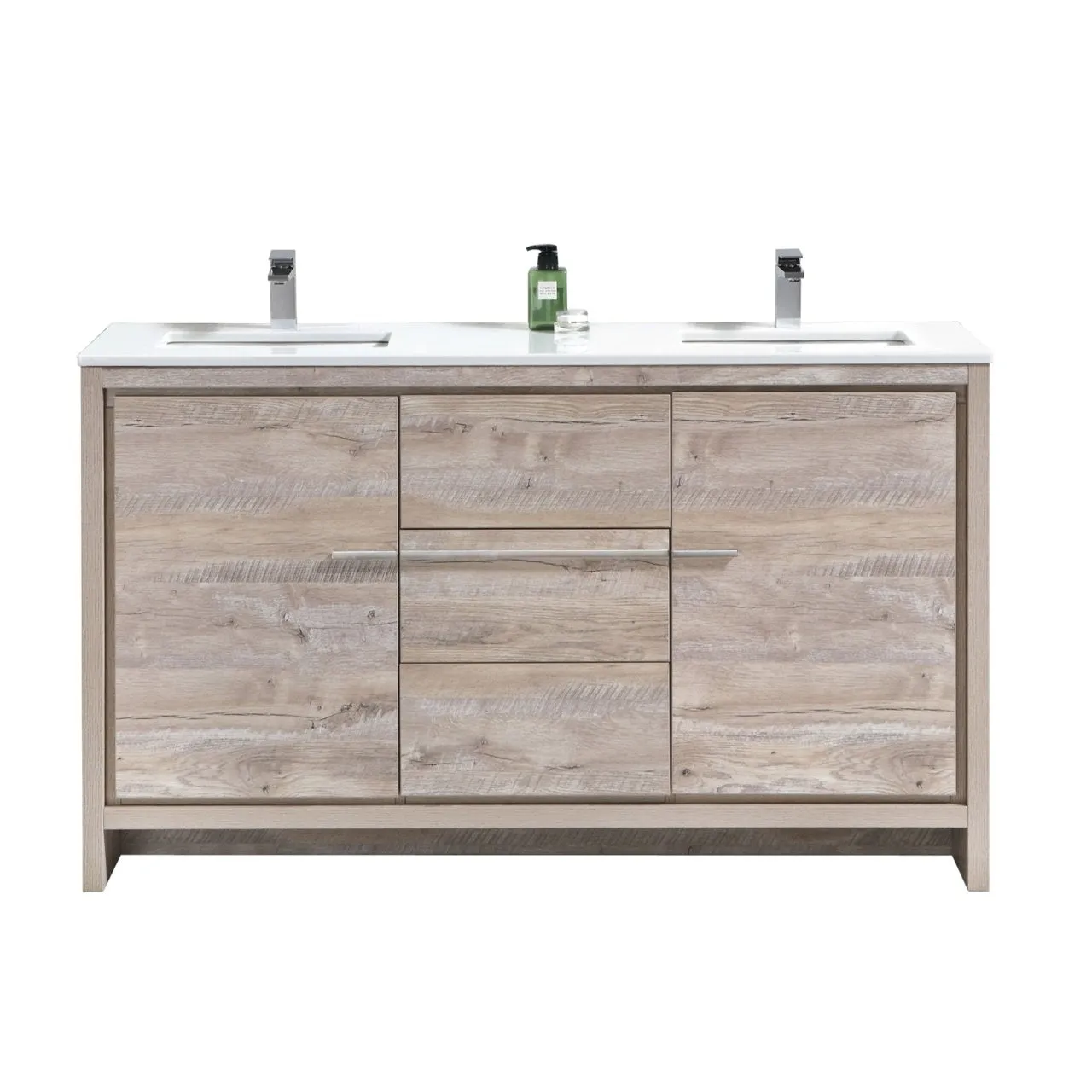 Dolce 60″ Double Sink Modern Bathroom Vanity with Quartz Counter-Top