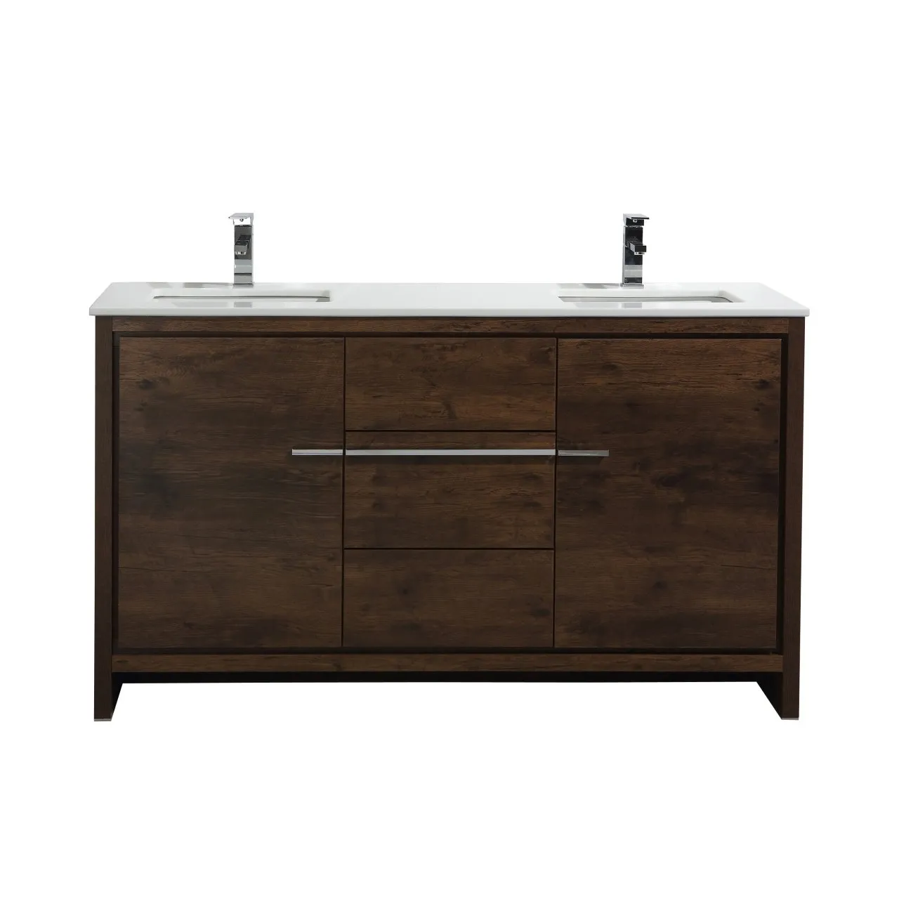 Dolce 60″ Double Sink Modern Bathroom Vanity with Quartz Counter-Top