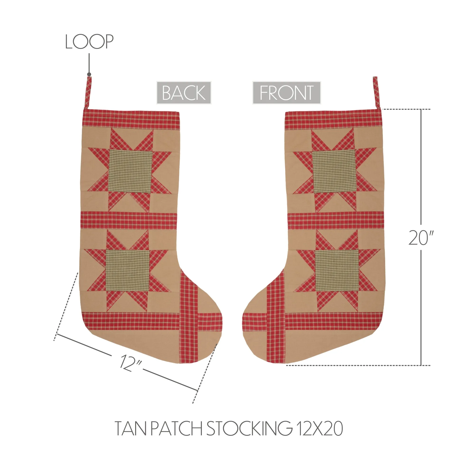 Dolly Star Tan Patch Stocking 12x20