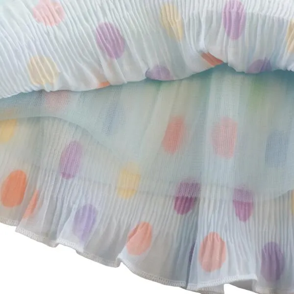 Dot Chiffon Pleat Dress - Blue