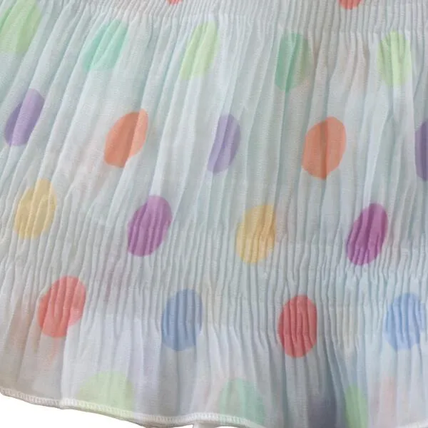 Dot Chiffon Pleat Dress - Blue