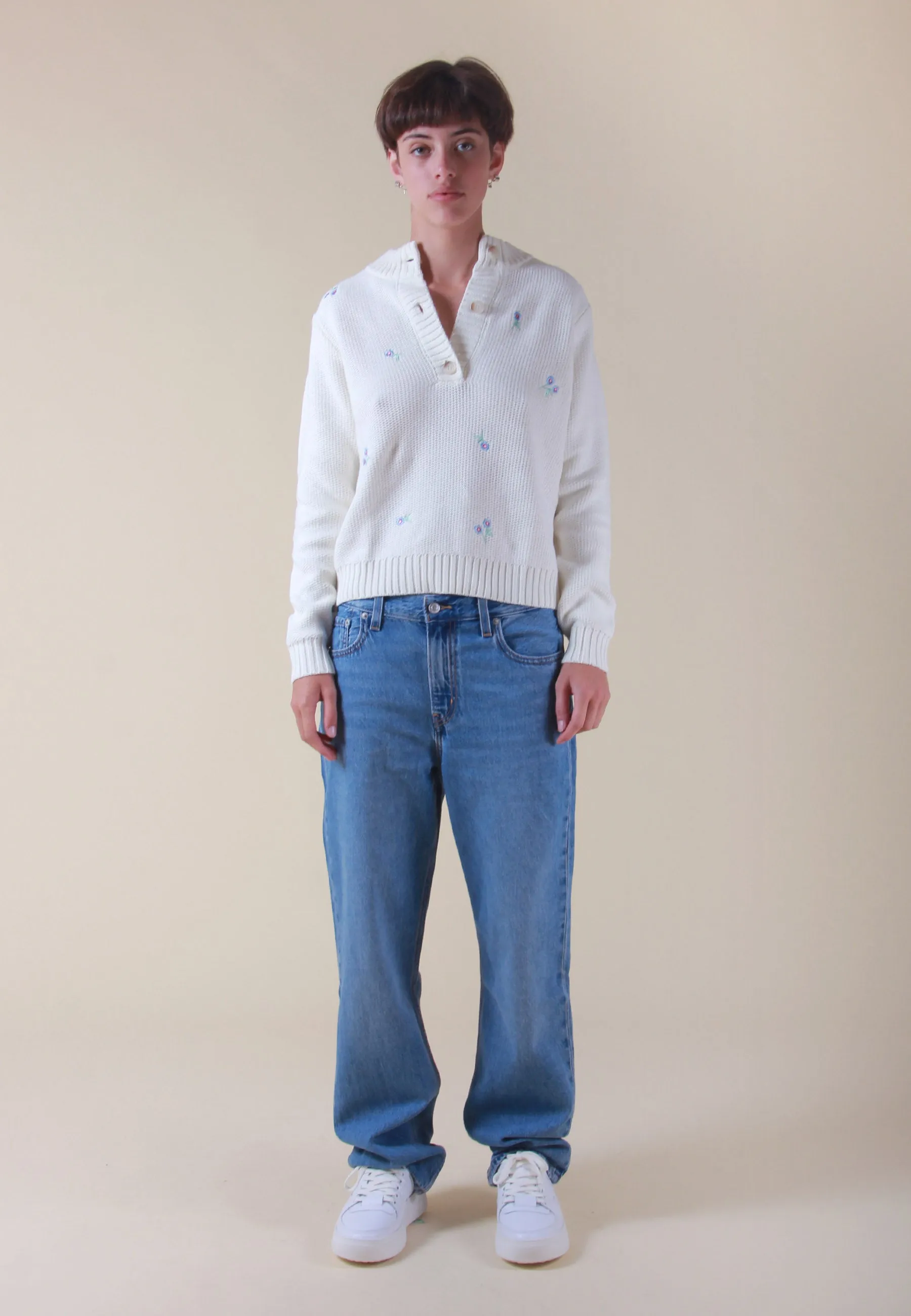 Dray Blouse Knit - broke white