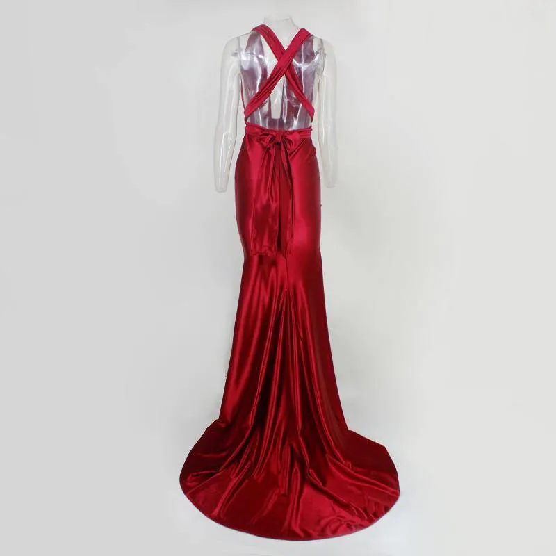 Elegant backless satin silk Mermaid tail Wonder dress (US 4-14)