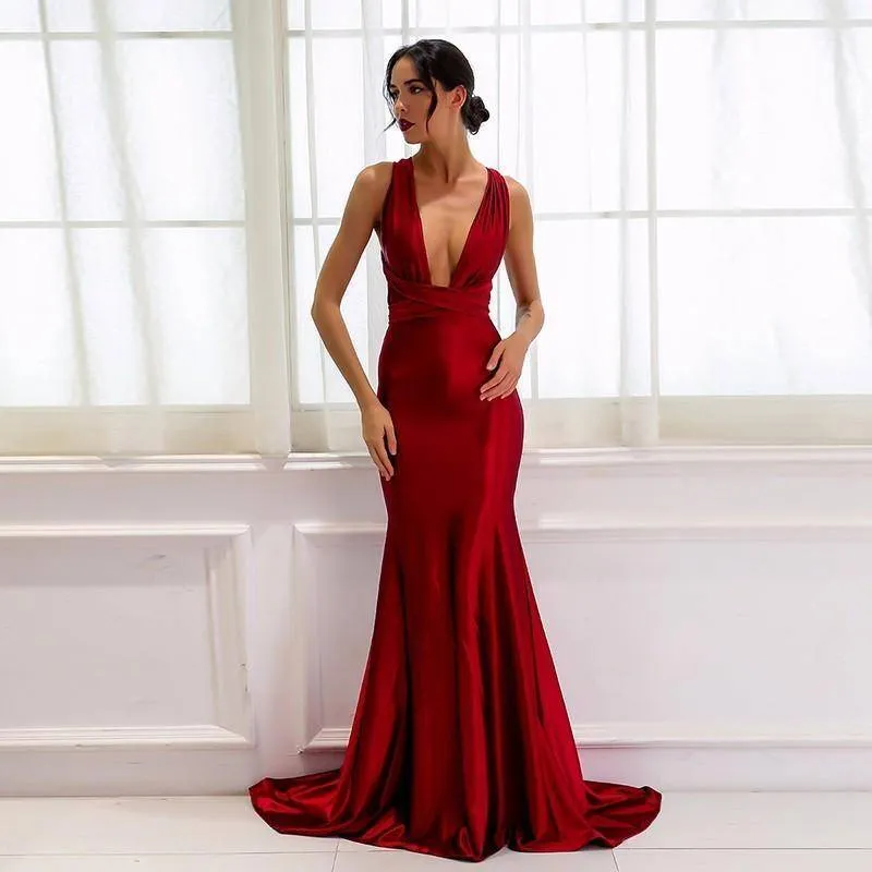 Elegant backless satin silk Mermaid tail Wonder dress (US 4-14)