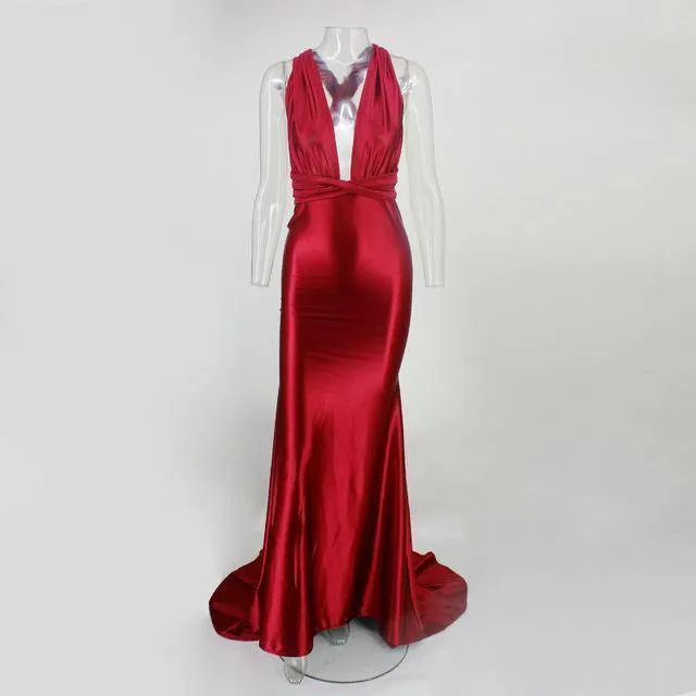 Elegant backless satin silk Mermaid tail Wonder dress (US 4-14)