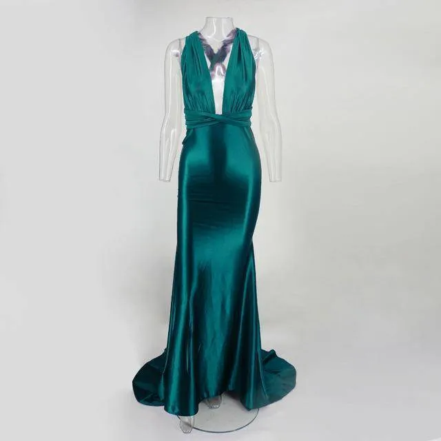 Elegant backless satin silk Mermaid tail Wonder dress (US 4-14)
