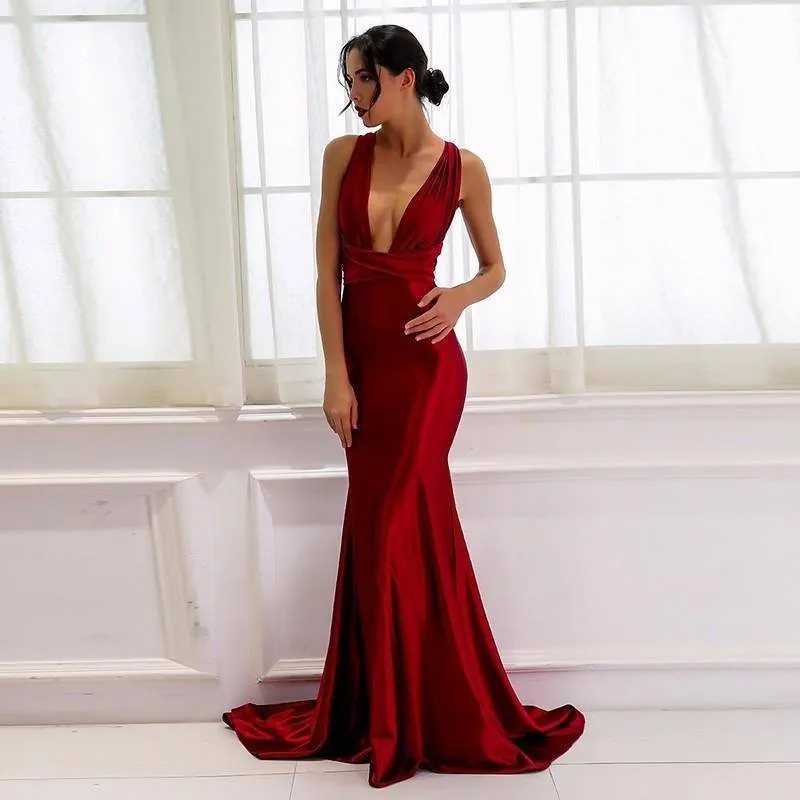 Elegant backless satin silk Mermaid tail Wonder dress (US 4-14)