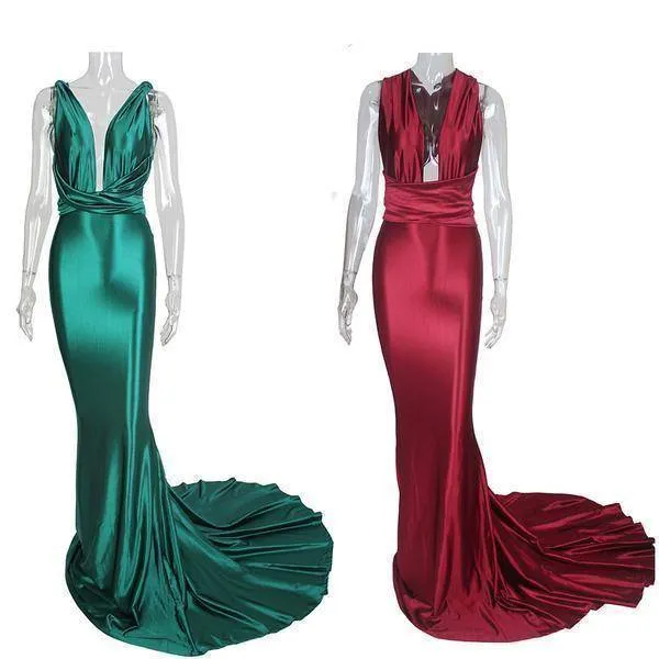 Elegant backless satin silk Mermaid tail Wonder dress (US 4-14)