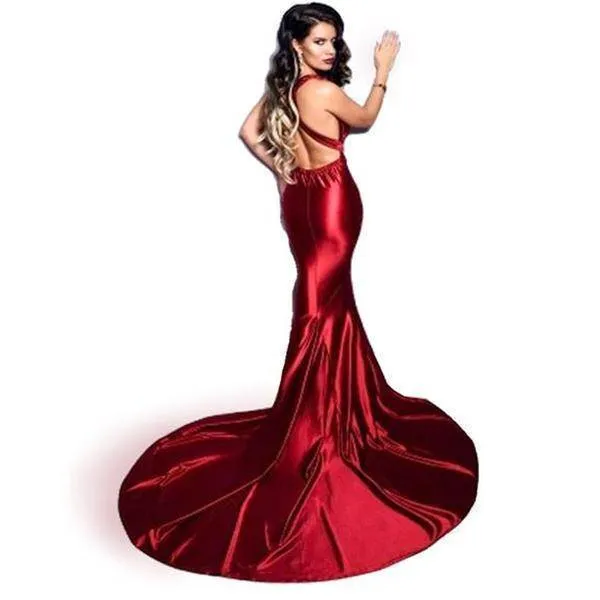 Elegant backless satin silk Mermaid tail Wonder dress (US 4-14)