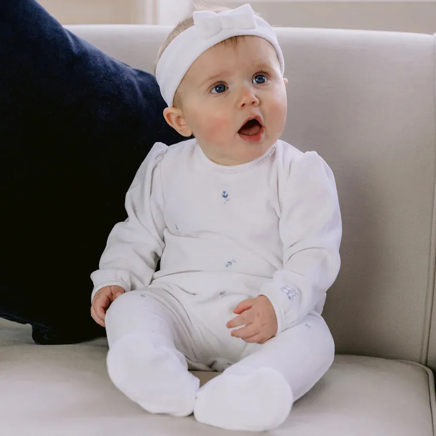 Emile et Rose - White velour romper with headband