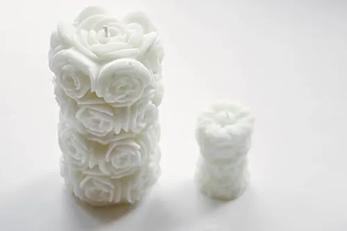Enchantingly Ethereal Essence of White Roses: A Captivating Designer Pillar Scented Candle with Long-Lasting Fragrance and Decorative Charm