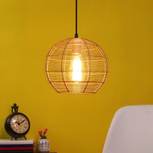Gold Metal Hanging Light Round-jali-10-inch