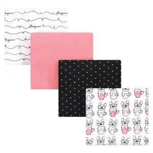 Hudson Baby Cotton Flannel Receiving Blankets, Bonjour