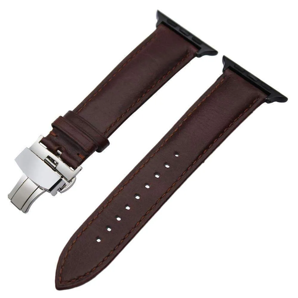 Italian Genuine Leather Watchband Steel Butterfly Buckle Series