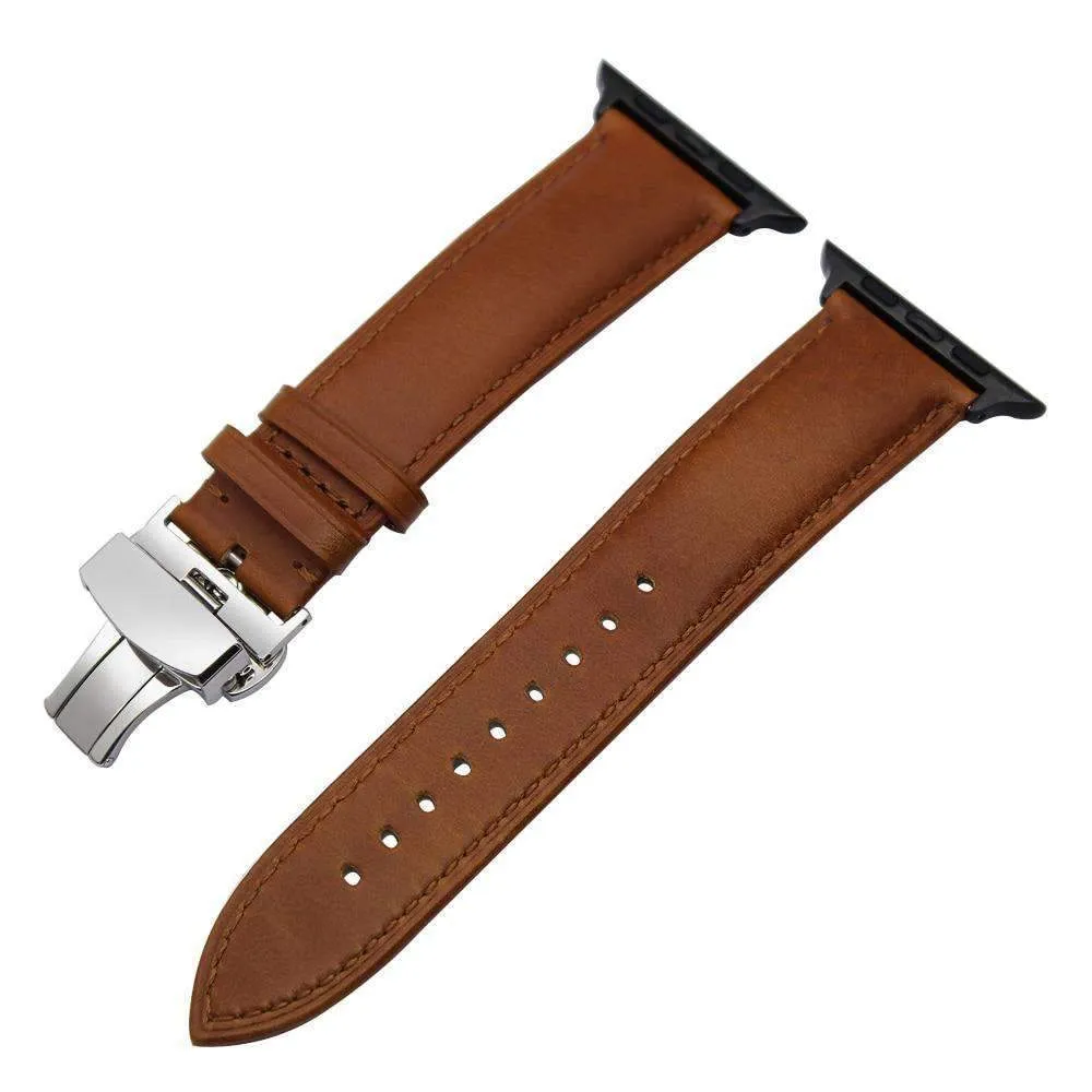 Italian Genuine Leather Watchband Steel Butterfly Buckle Series