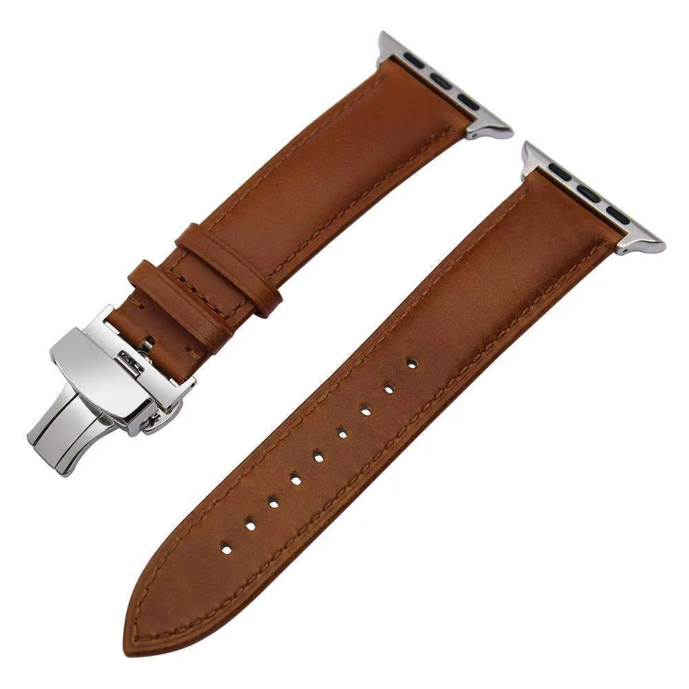 Italian Genuine Leather Watchband Steel Butterfly Buckle Series