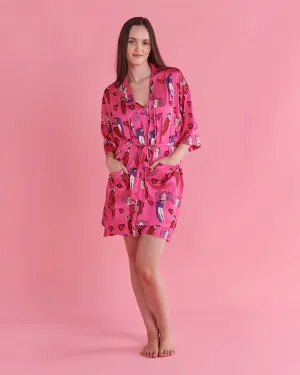 Kip & Co x Jenny Kee Pretty In Pink Satin Robe