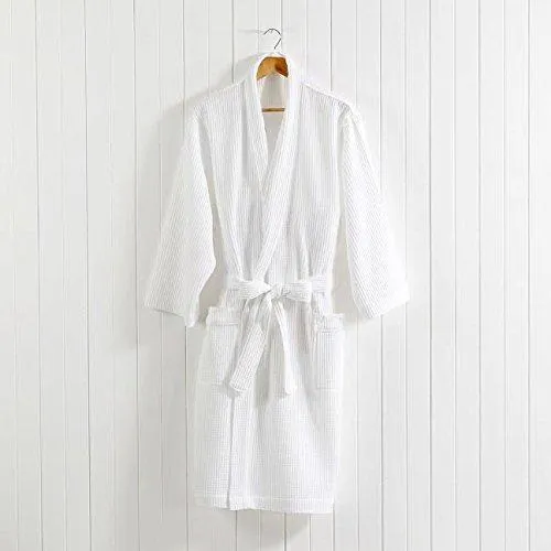 Linenwalas Super Comfort Unisex Waffle Bathrobe - (White) (Adult/Medium)