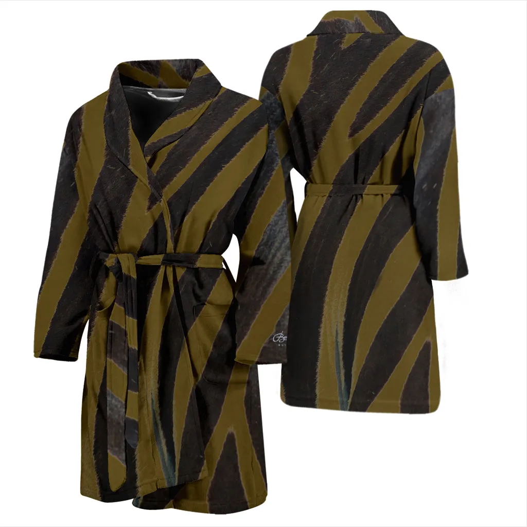 Olive Zebra Bath Robe - Men