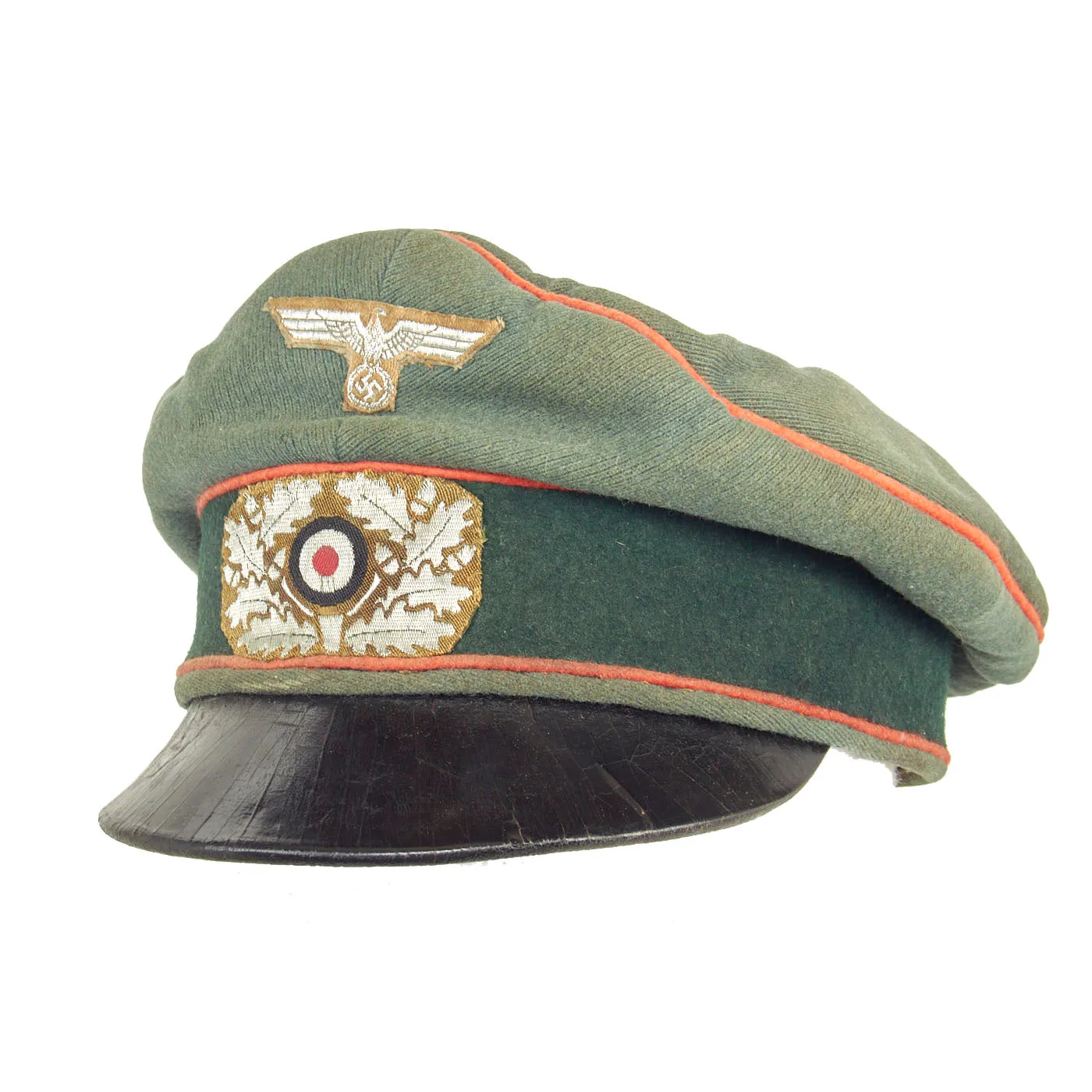 Original German WWII Service Used Heer Artillery EM/NCO Schirmmütze Visor Crush Cap