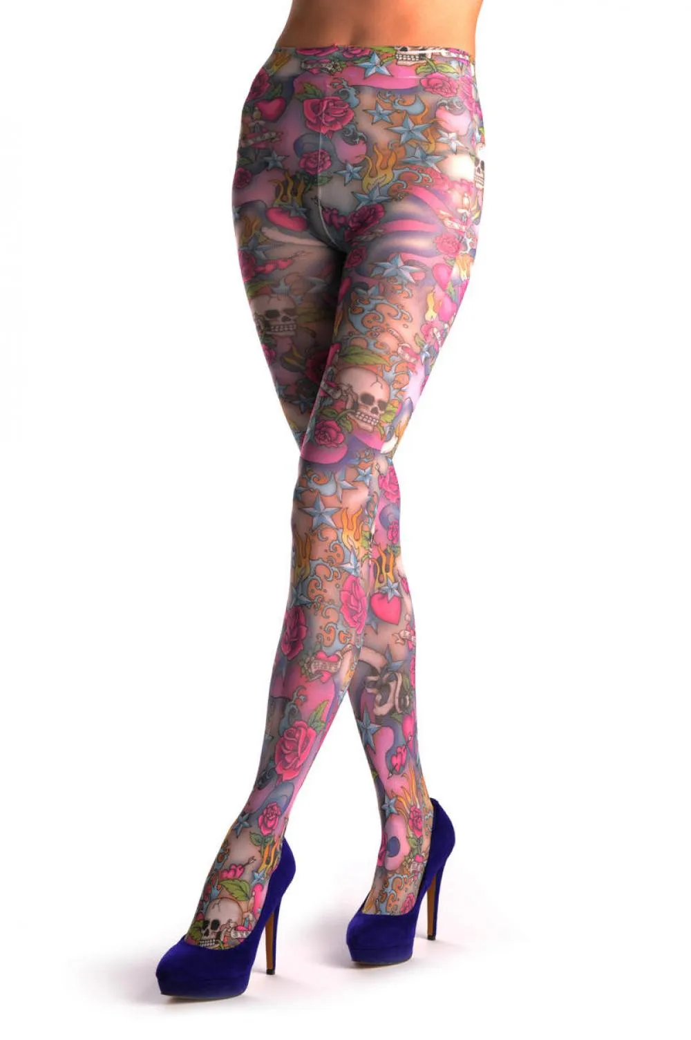 Pink Skulls & Roses & Hearts