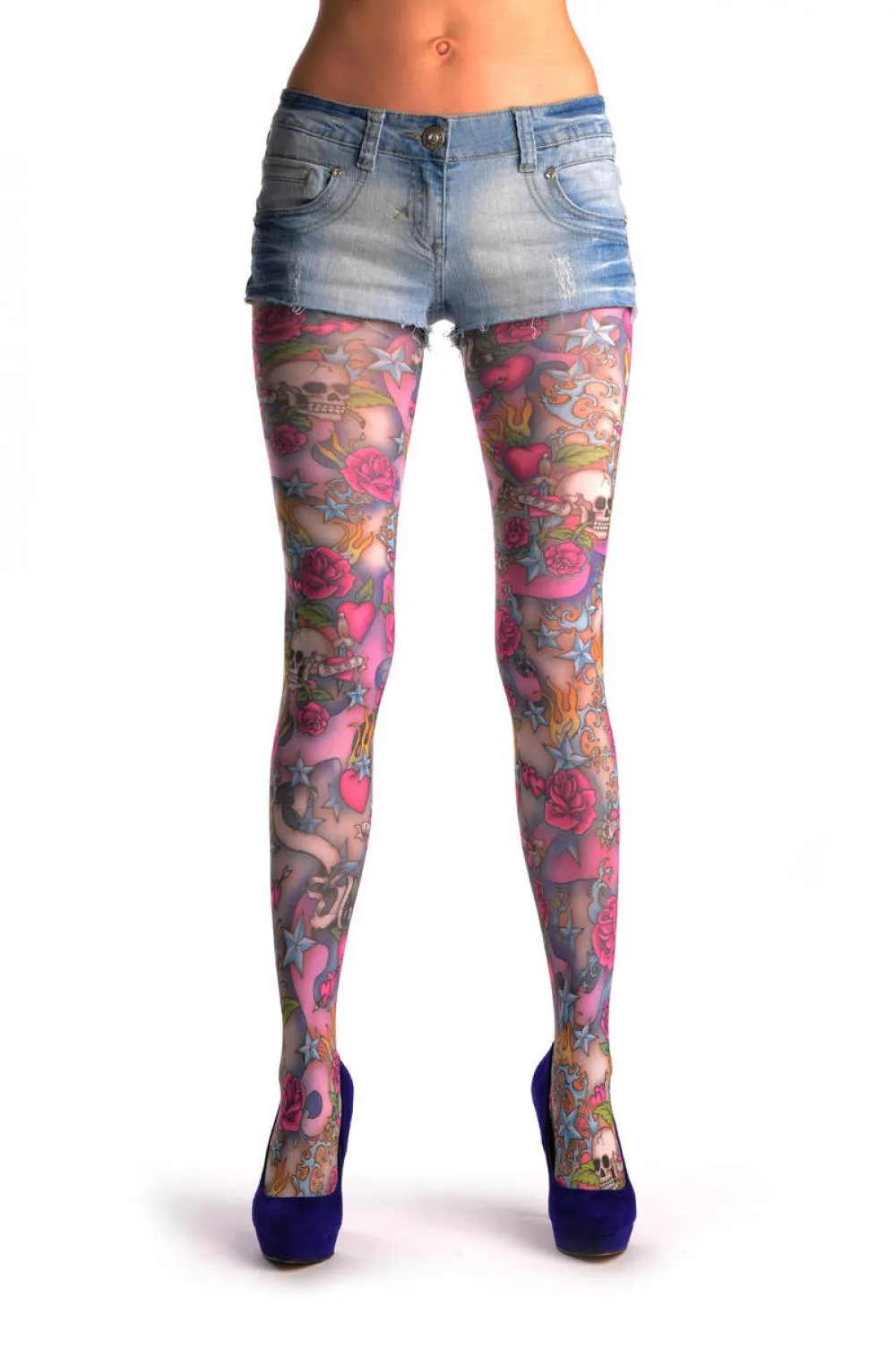 Pink Skulls & Roses & Hearts