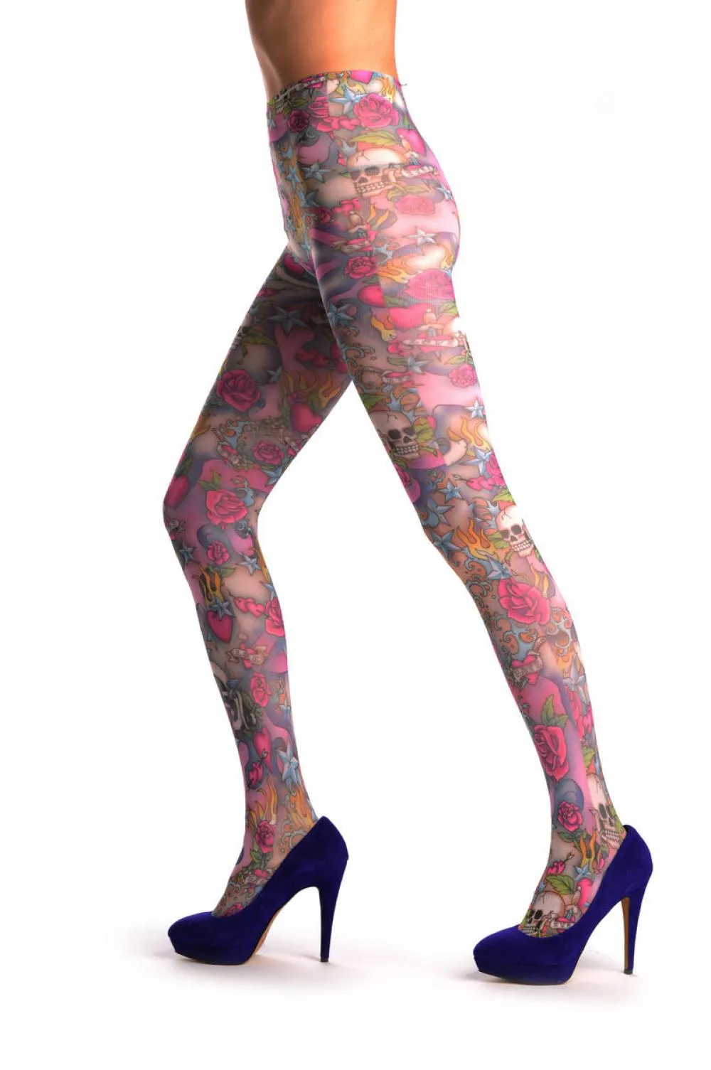 Pink Skulls & Roses & Hearts